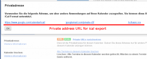 Google Calender iCAL export